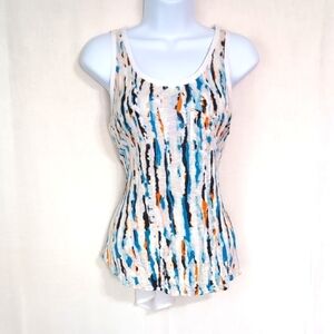 Calvin Klein Multicolored Splatter Print Tank Solid Back Size Medium